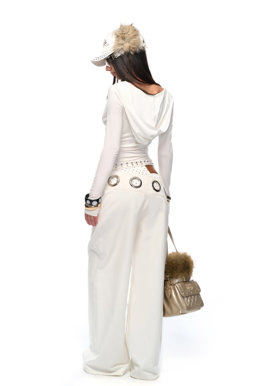 Hooded Stud Drape Shirt