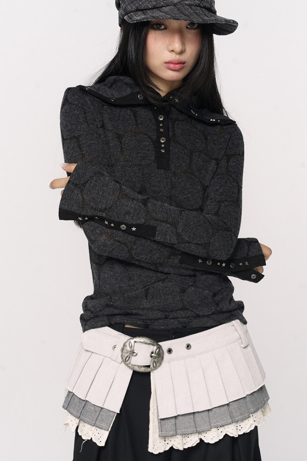 Textured Henley Knit Pullover