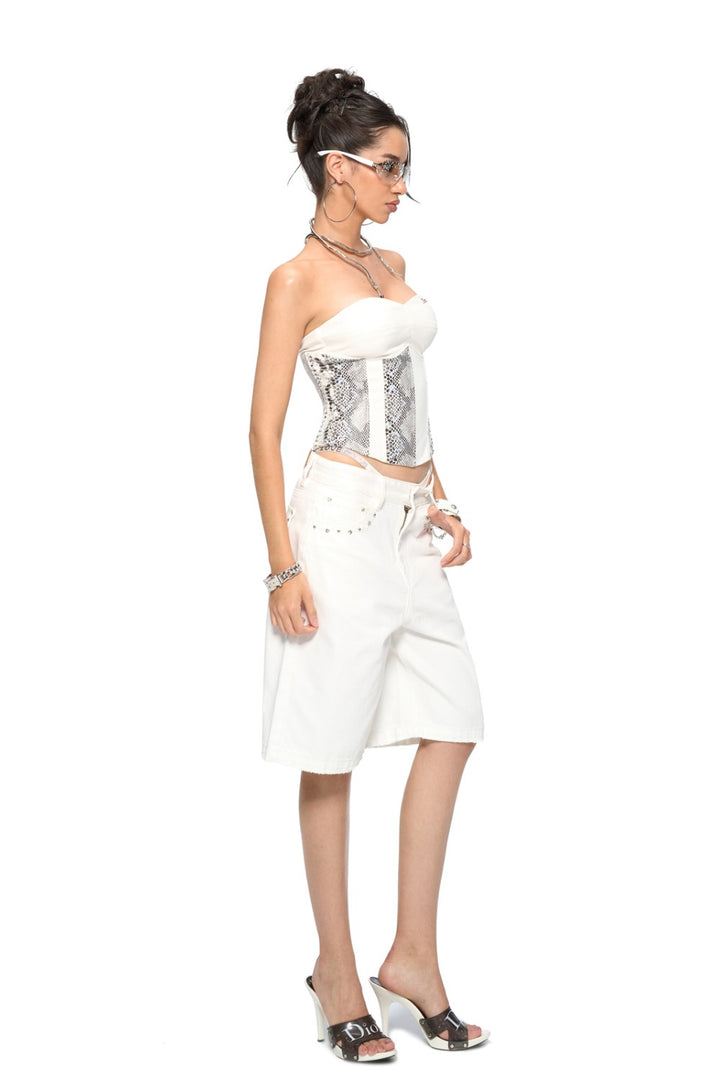 Leather Snakeskin Strapless Bustier