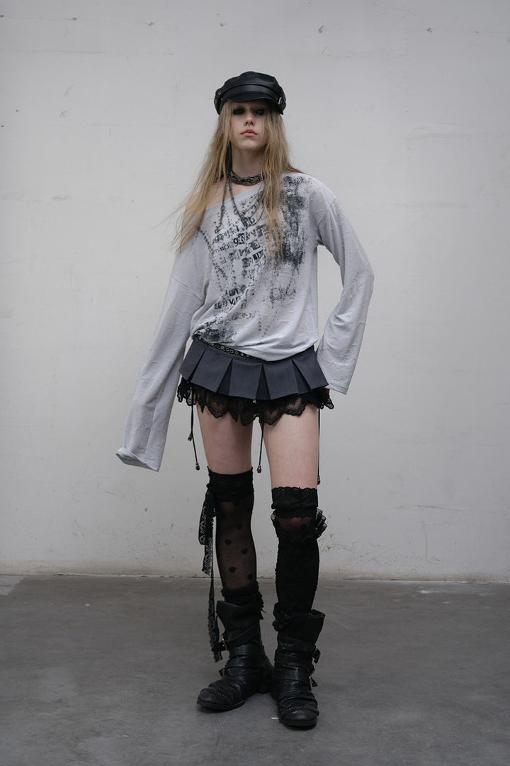 Off-Shoulder Graphic Shirt