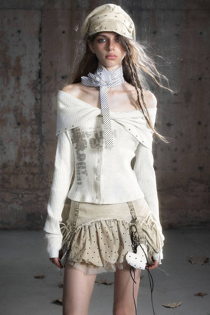 Slouch Neck Knit Cardigan