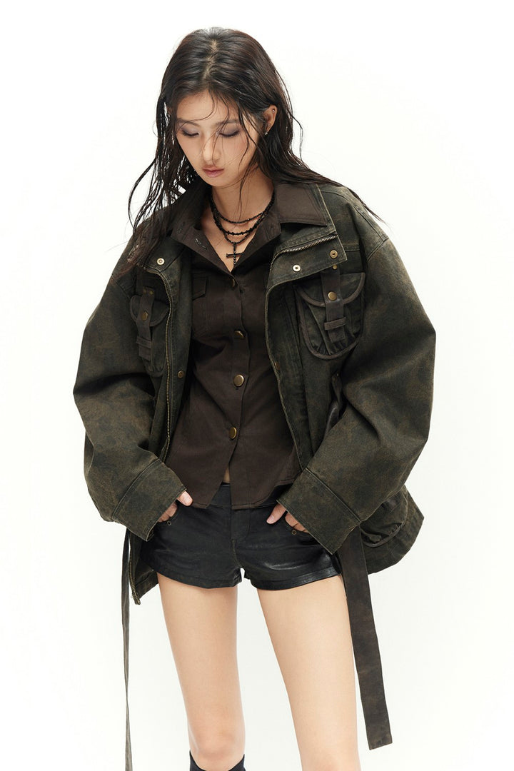 Retro Brass Button-Up Shirt