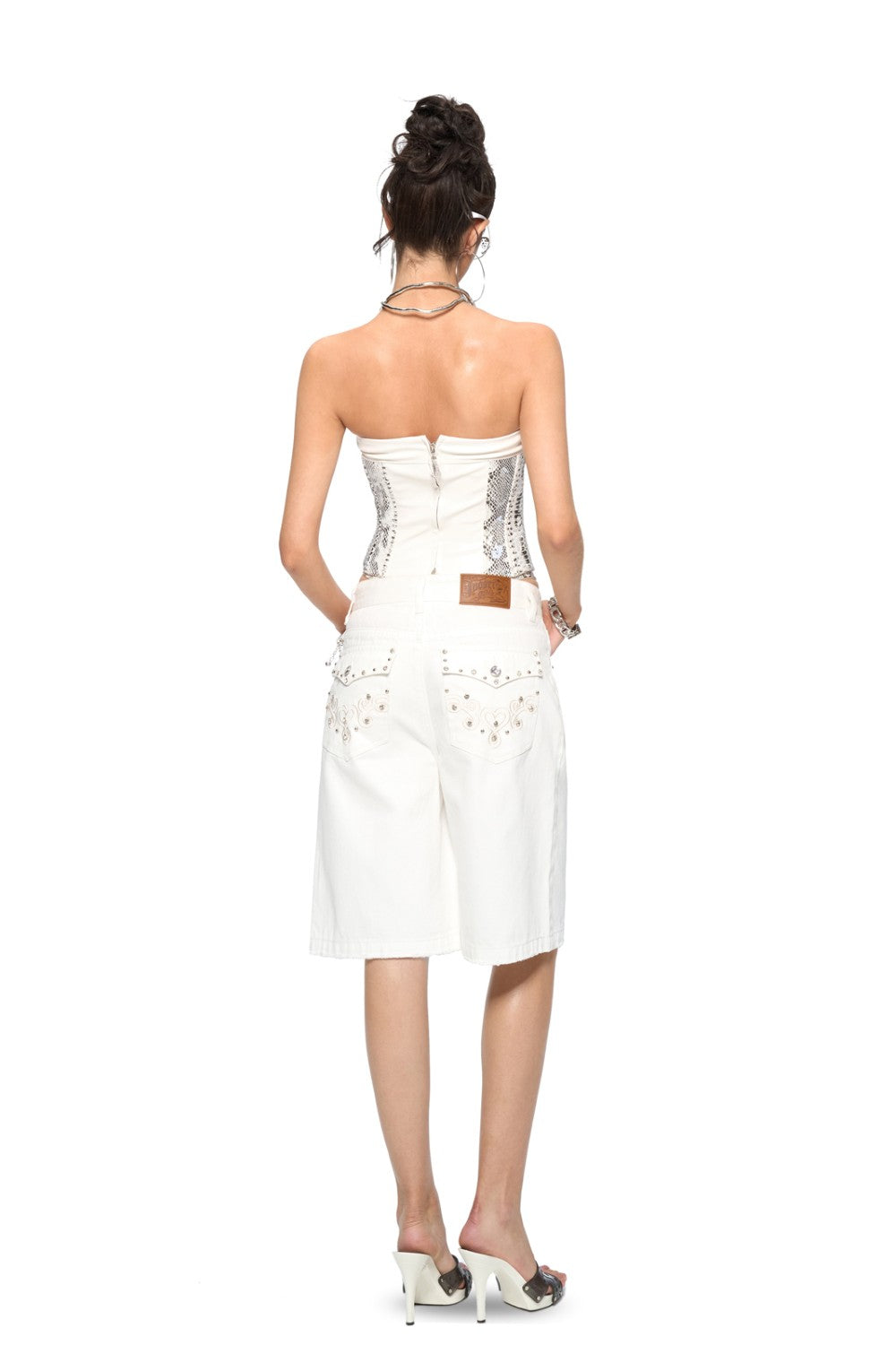 Leather Snakeskin Strapless Bustier