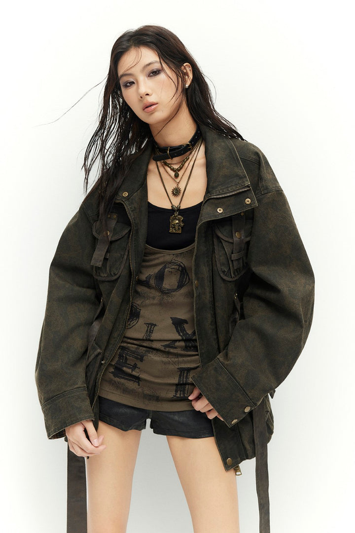 Logo Ruched Layered Shirt