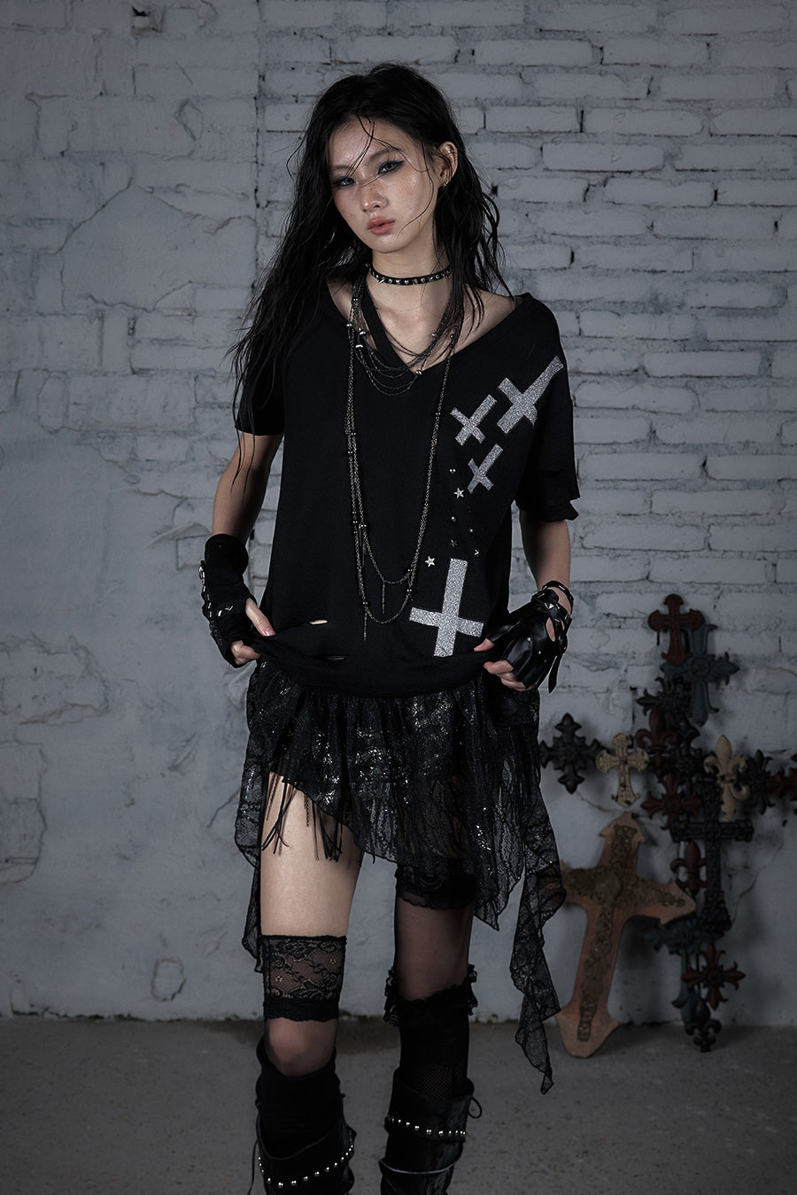 Distressed Cross Shirt