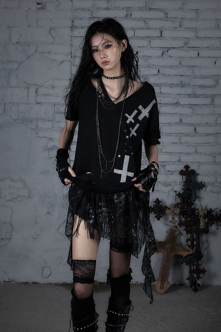 Distressed Cross Shirt