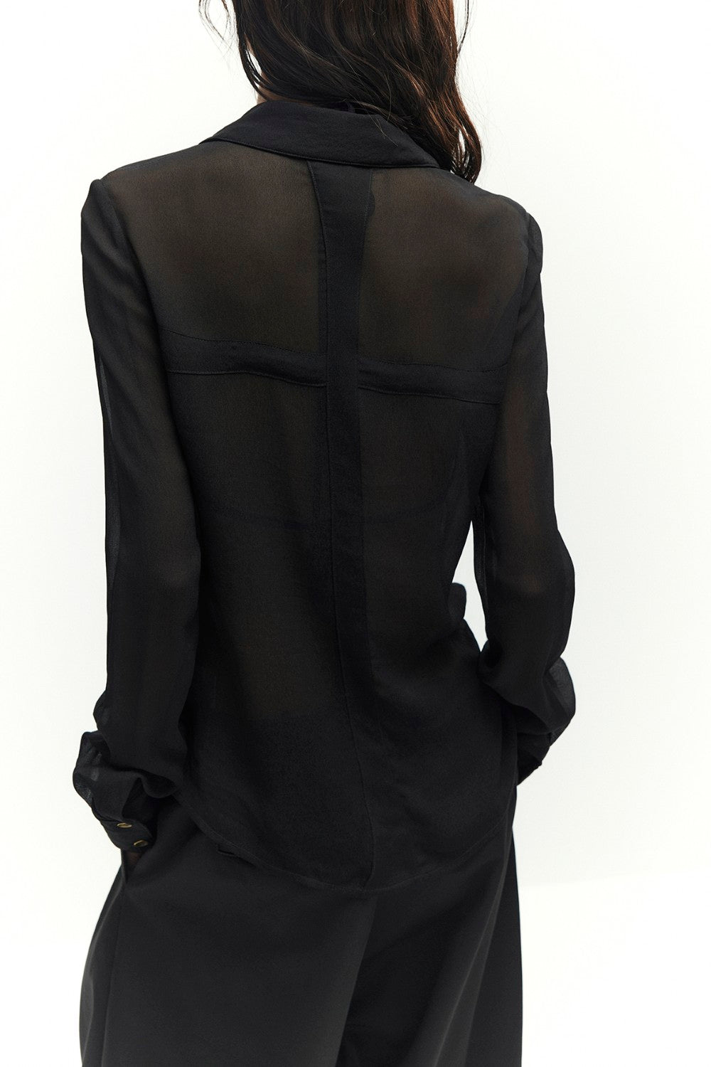 Noir Slim Sheer Blouse
