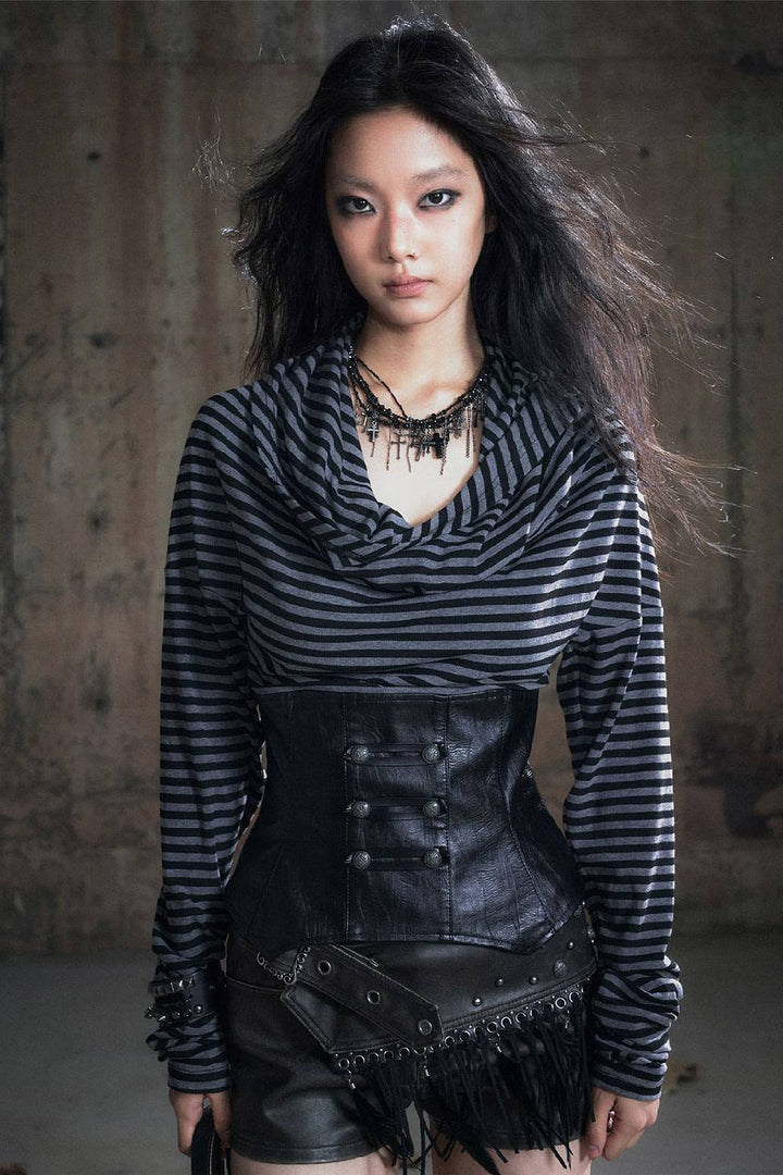 Layered Corset Knit Shirt