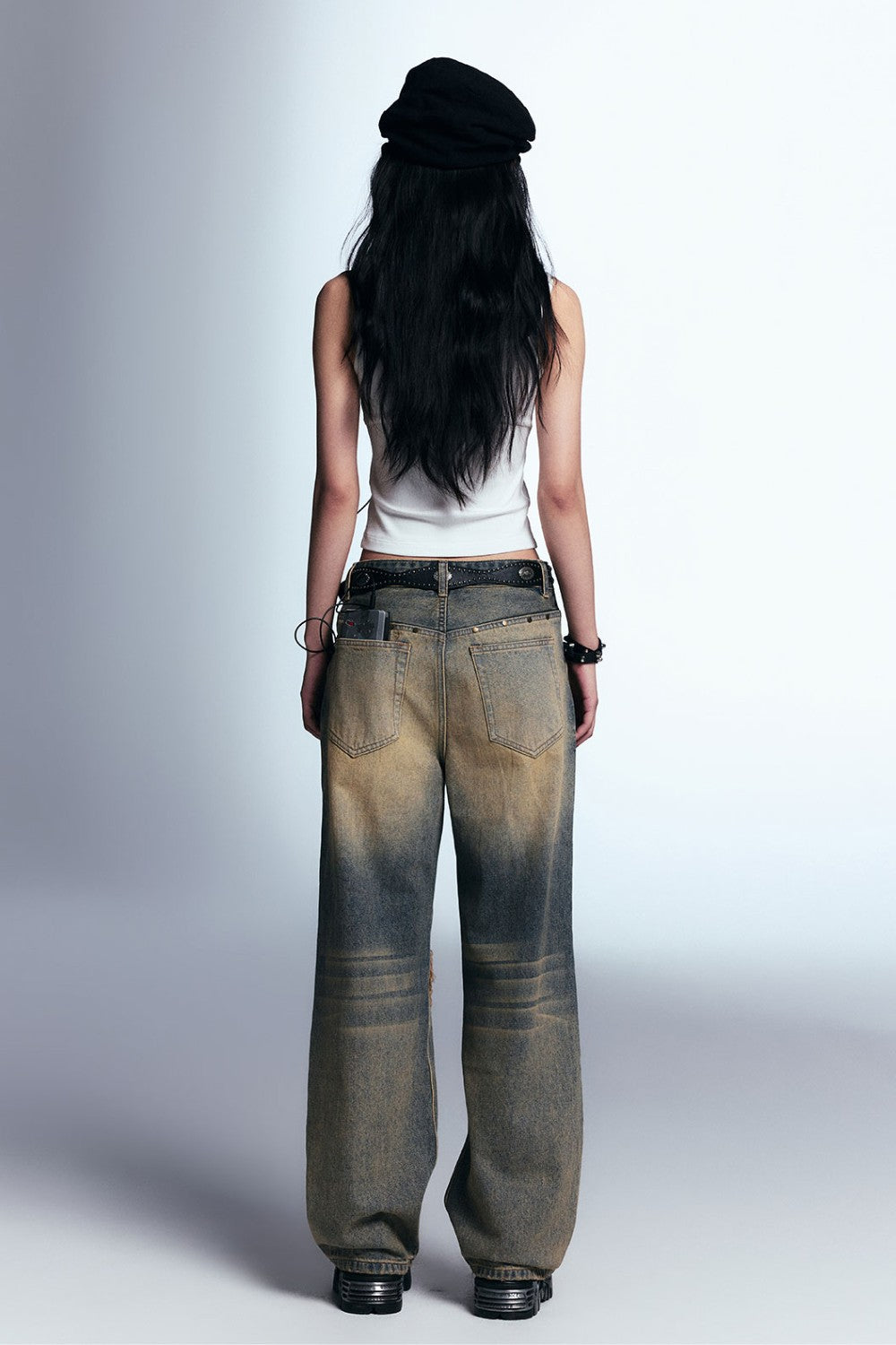 Ripped Wash Denim Jeans