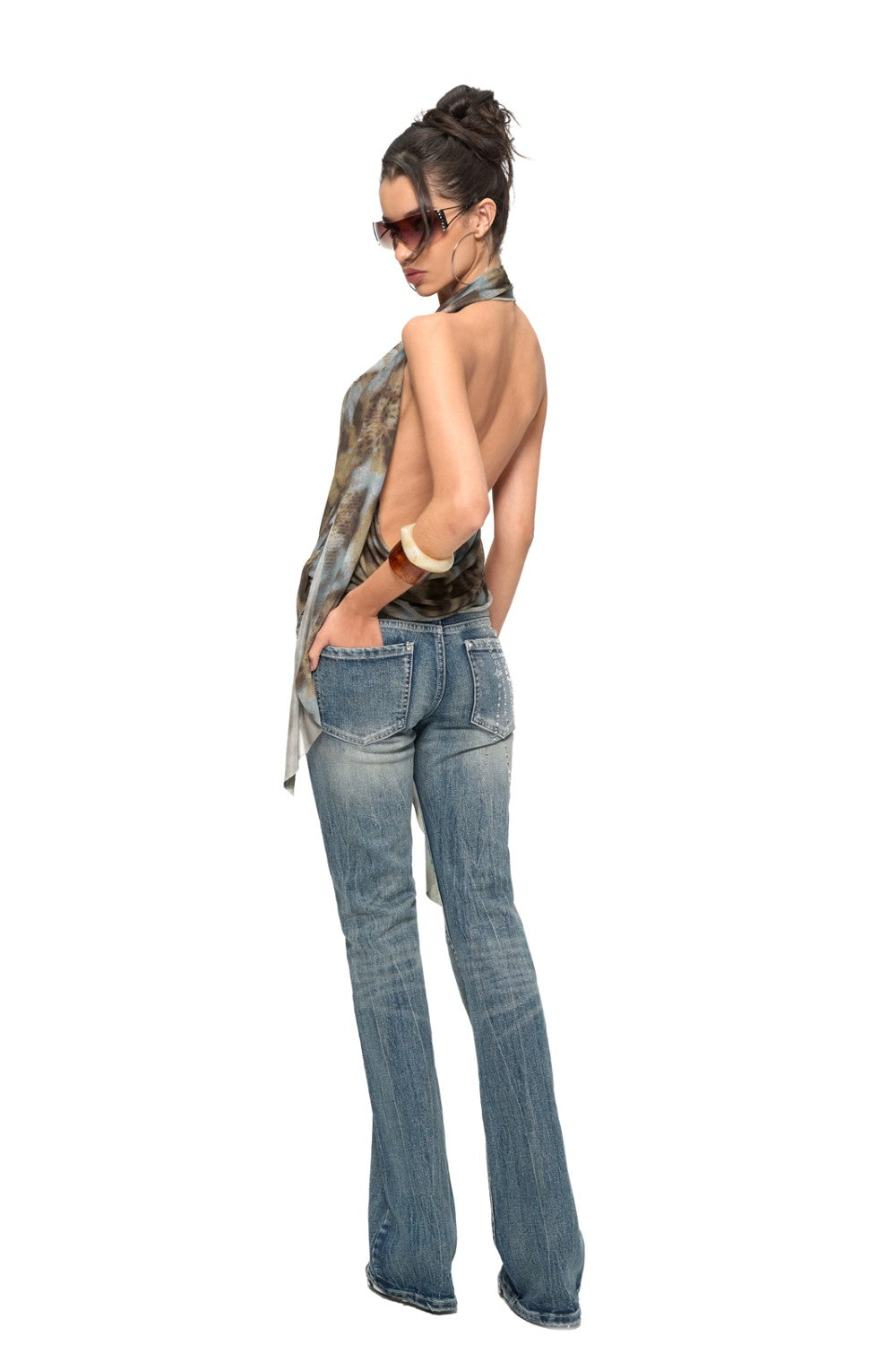 Open-Back Leopard Drape Top