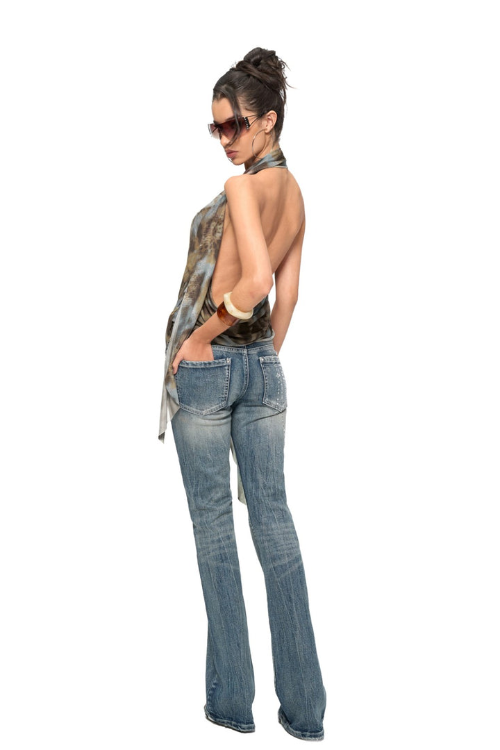 Open-Back Leopard Drape Top