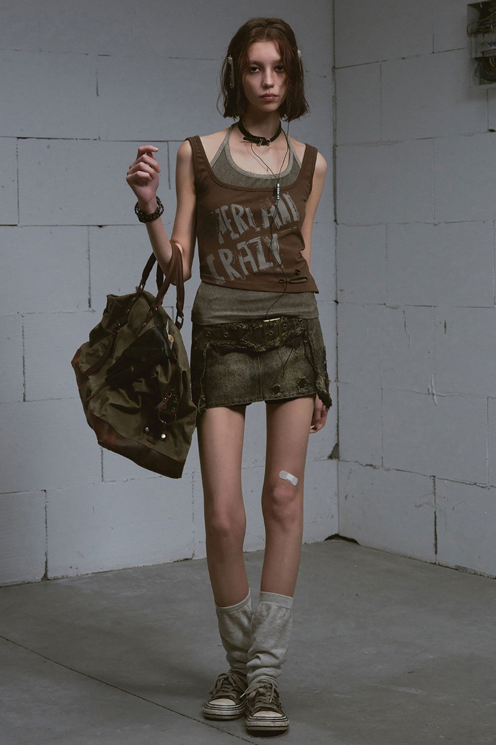 Cross Patch Denim Skirt