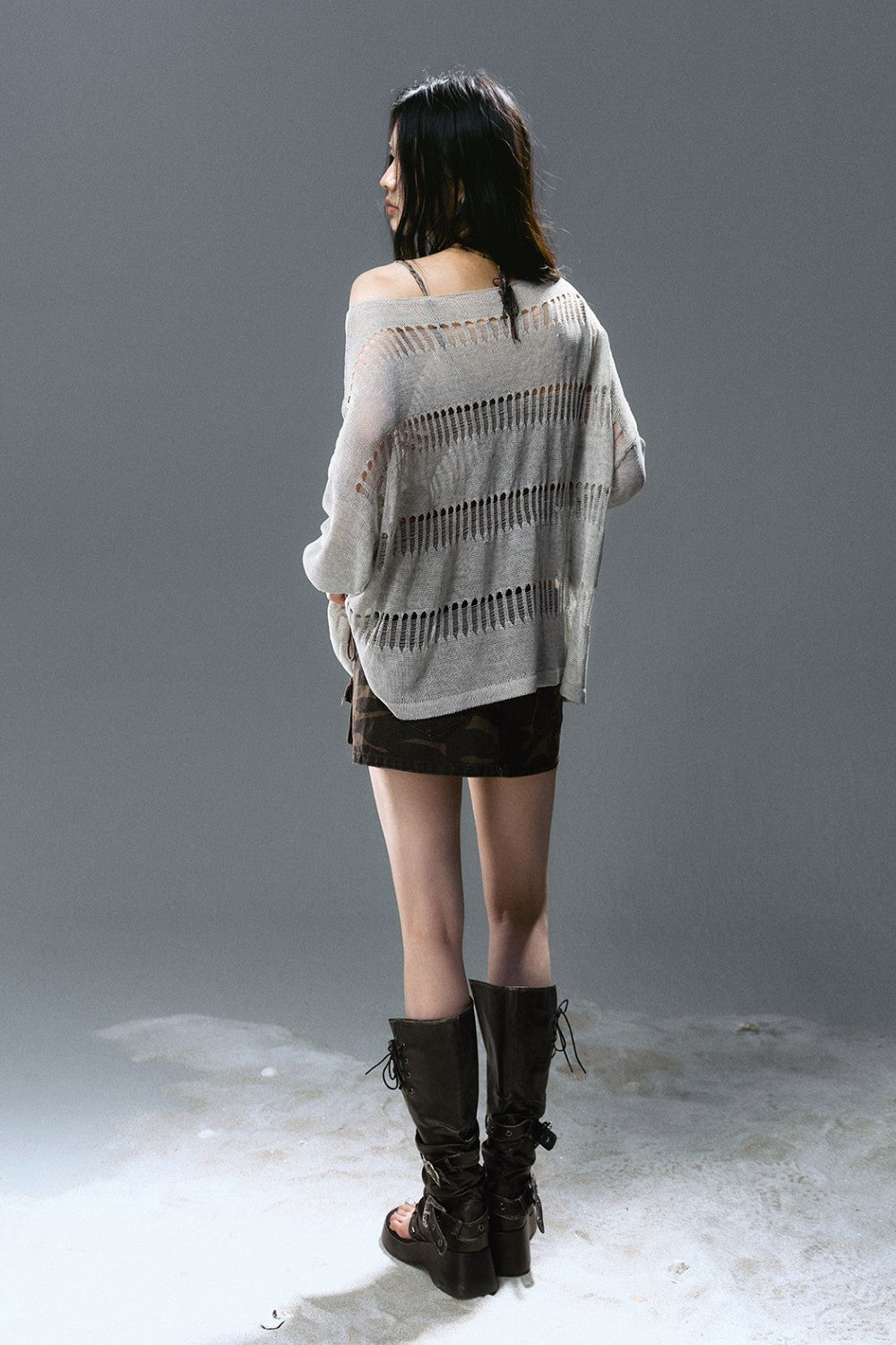 Loose Open-Stitch Knit Pullover