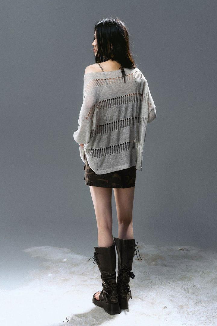 Loose Open-Stitch Knit Pullover