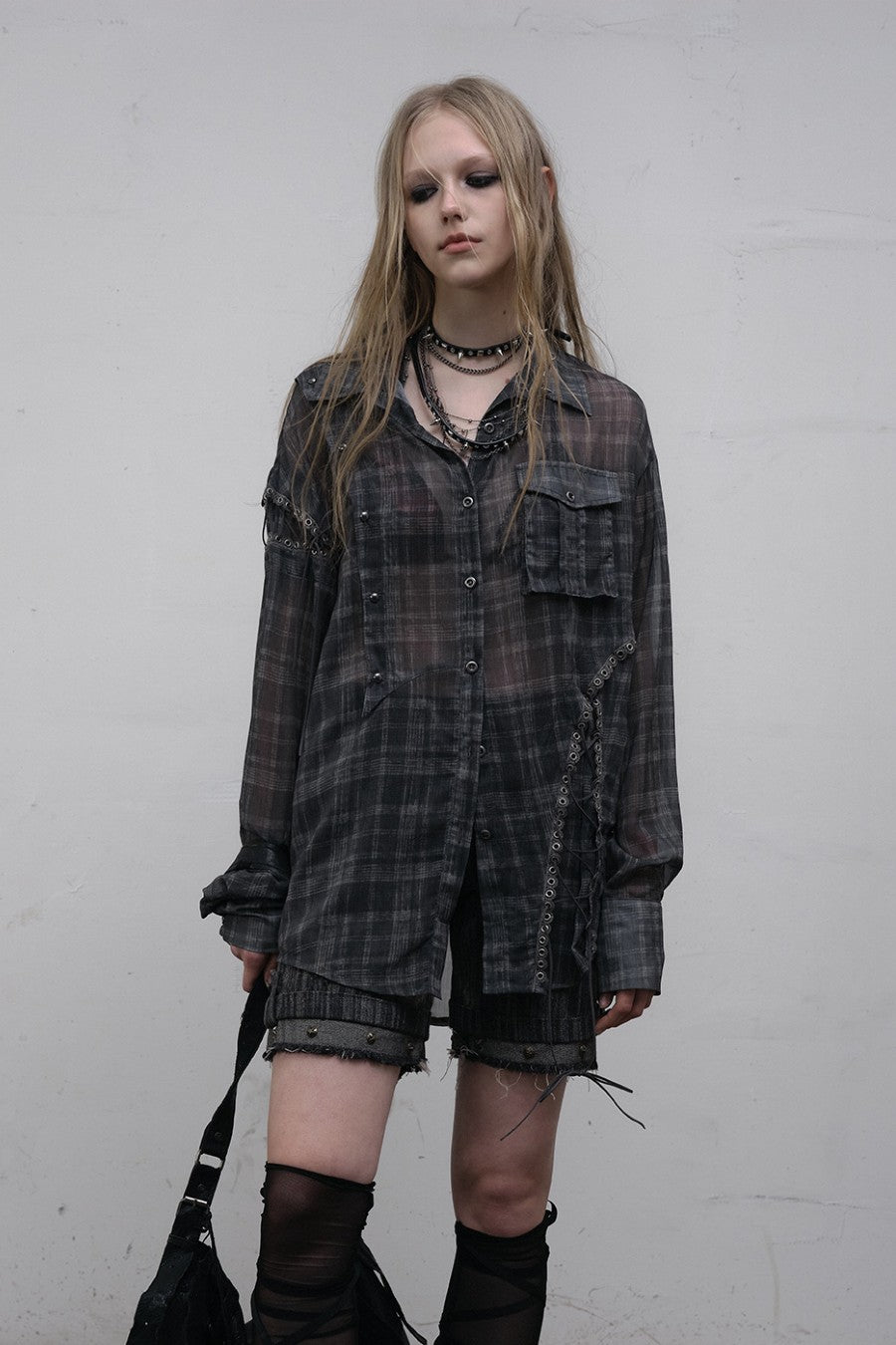 Sheer Plaid Blouse