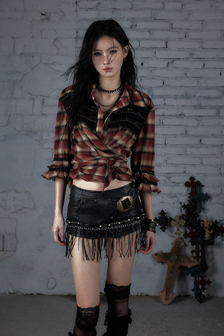 Fringe Leather Shorts