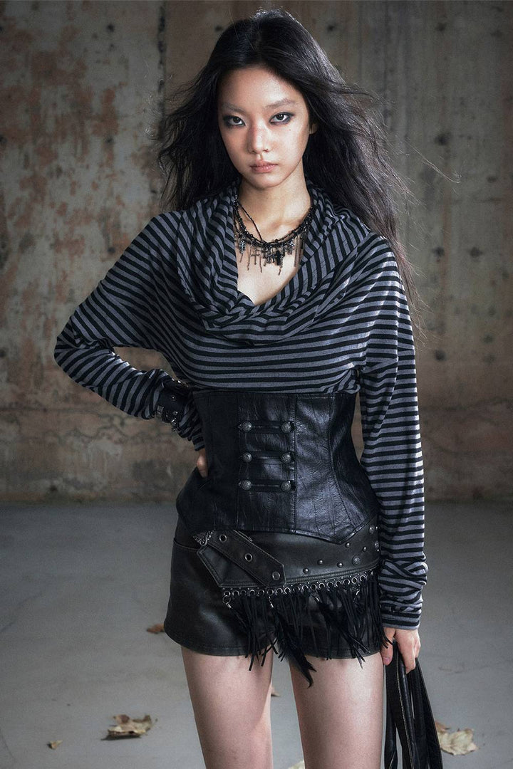 Layered Corset Knit Shirt