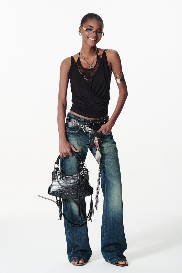 Lace Layered Wrap Top