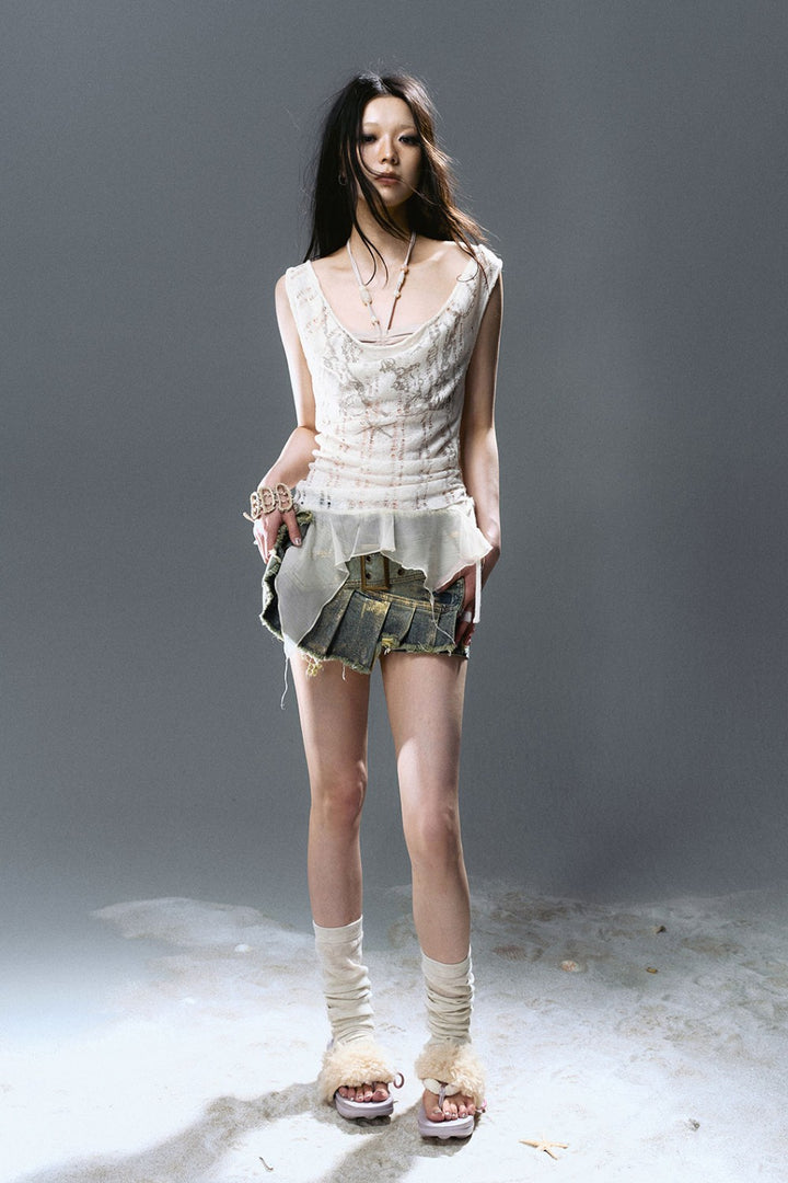 Draped Beaded Halter Top