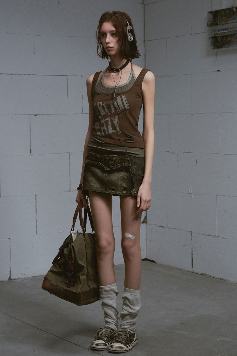 Cross Patch Denim Skirt