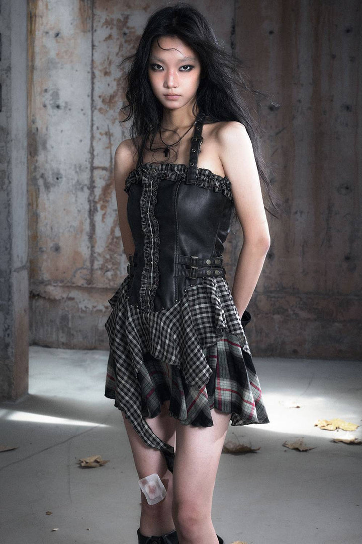 Laced Corset Ruffle Dress