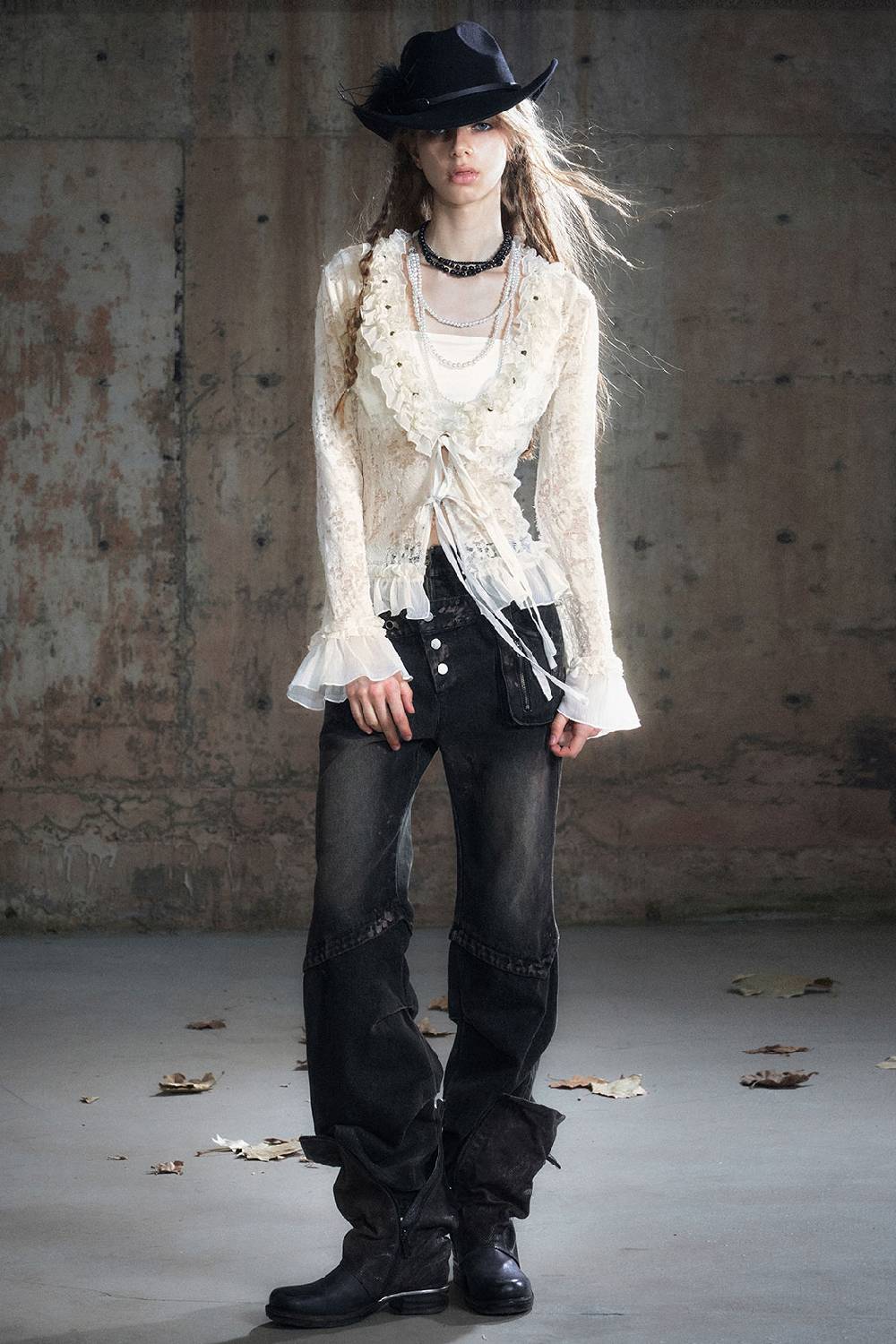 Distressed Straight Panel Pants