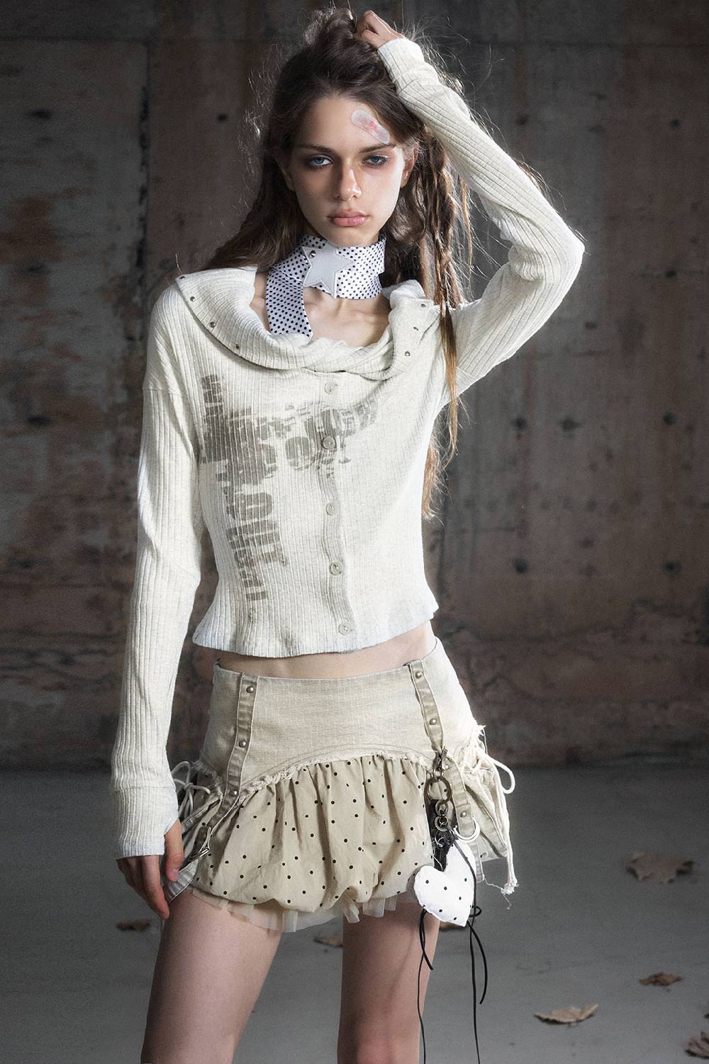 Slouch Neck Knit Cardigan