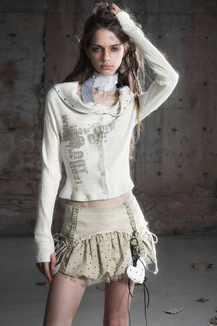 Slouch Neck Knit Cardigan