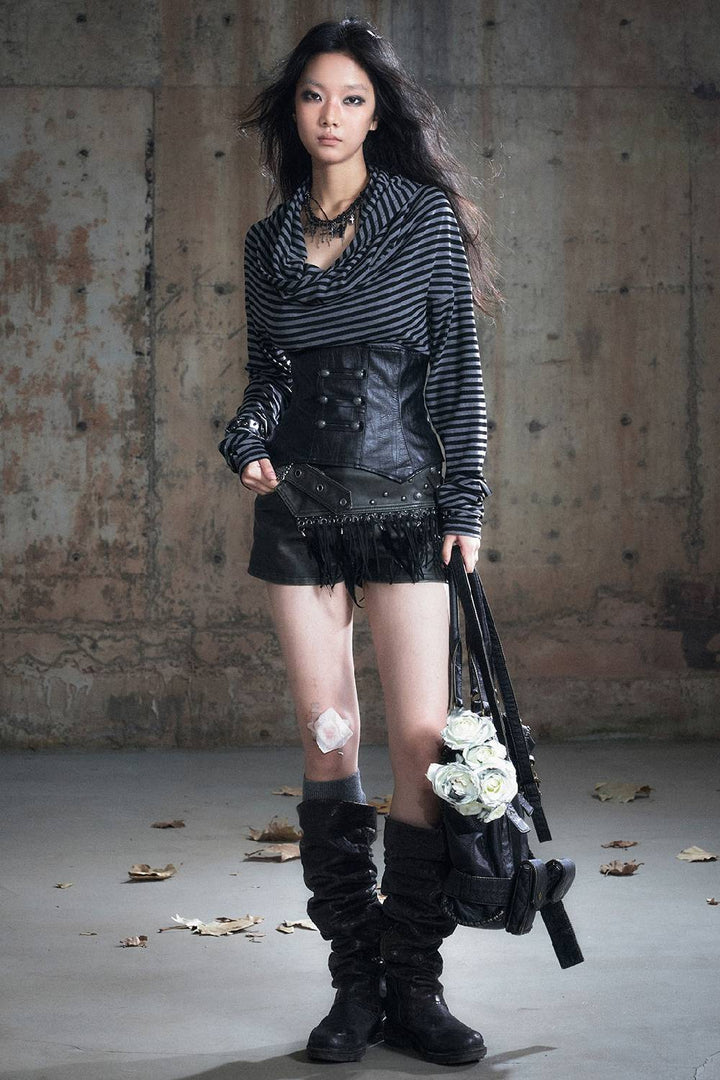 Layered Corset Knit Shirt