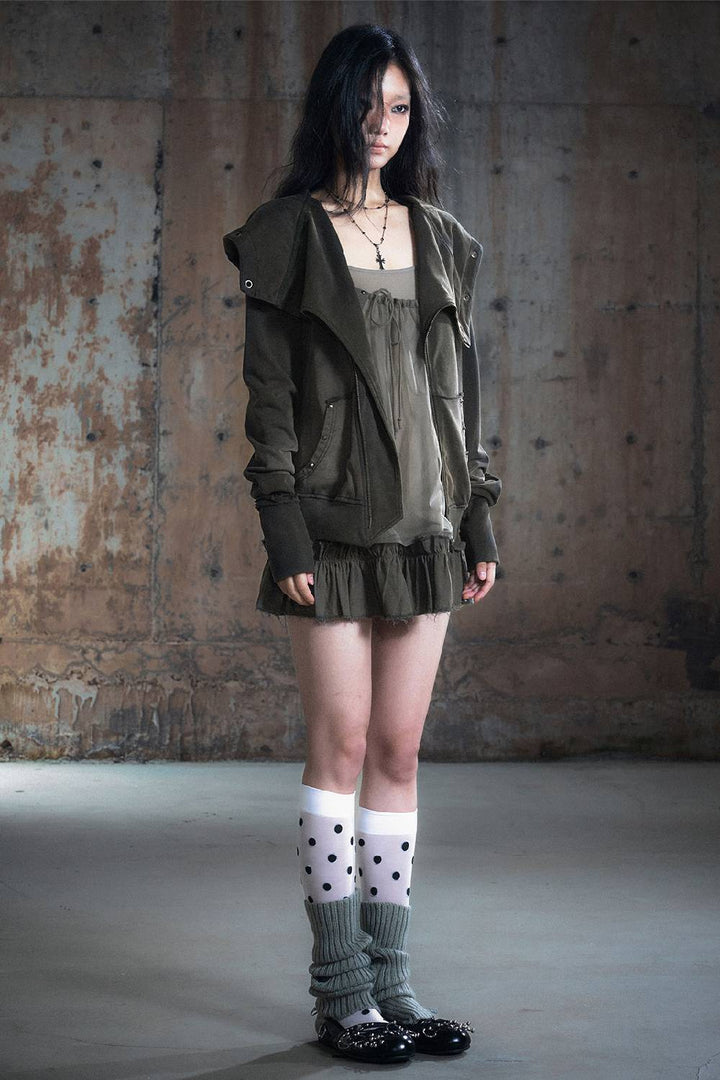 Lapel Collar Zip Jacket