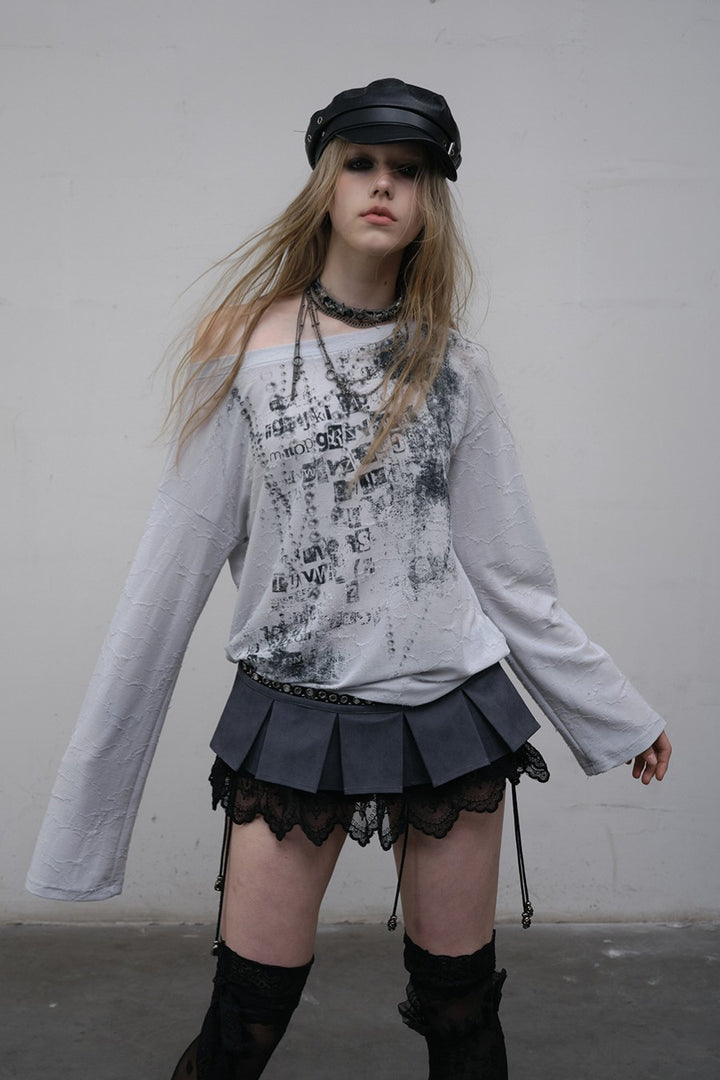 Off-Shoulder Graphic Shirt