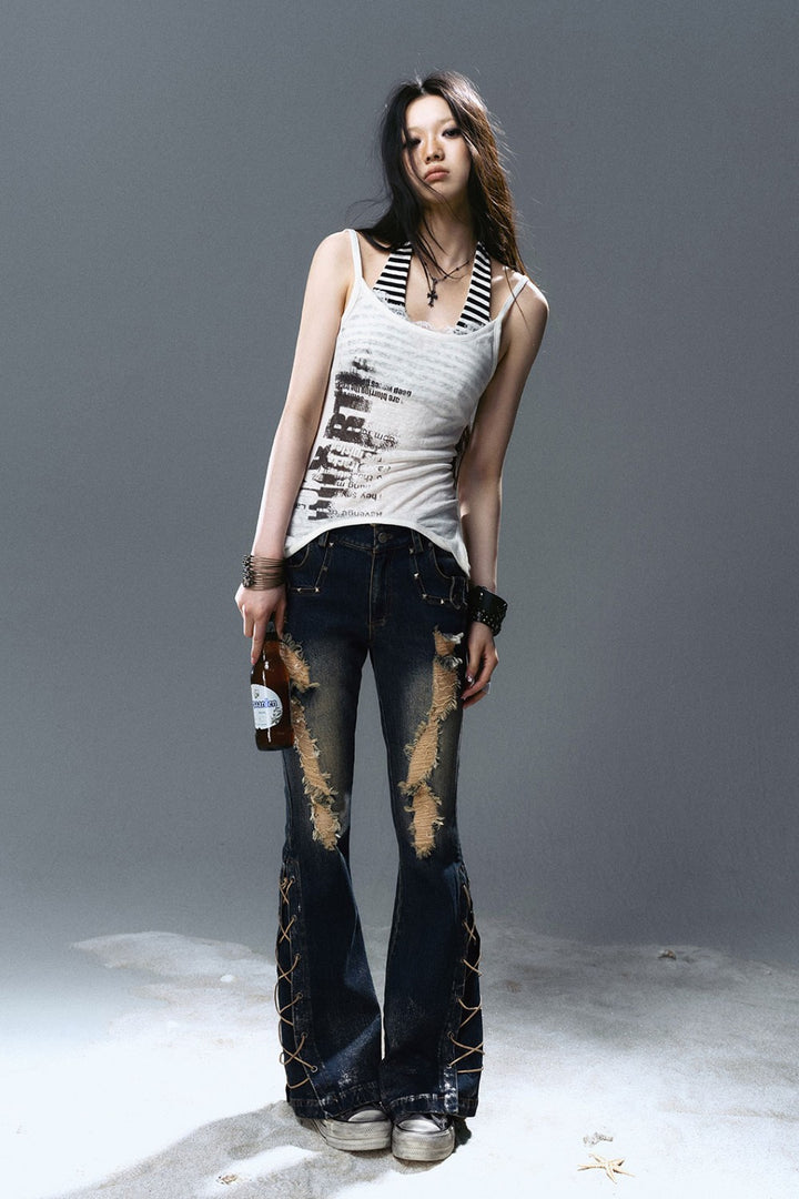 Layered Halter Tie-Back Top