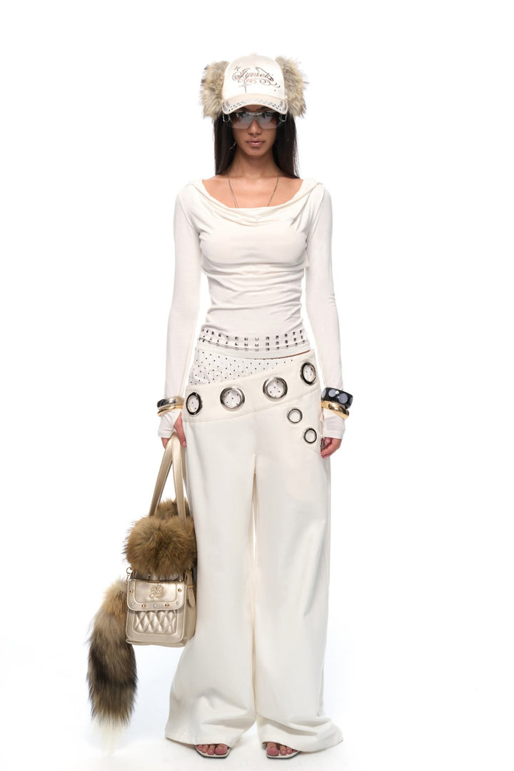 Hooded Stud Drape Shirt