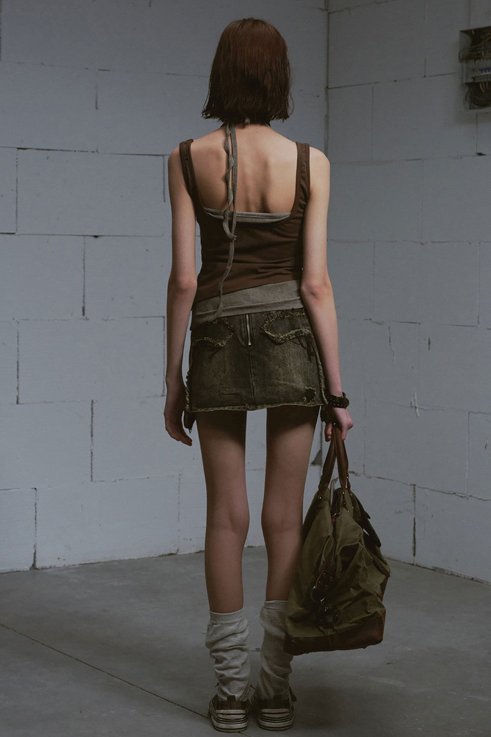 Cross Patch Denim Skirt