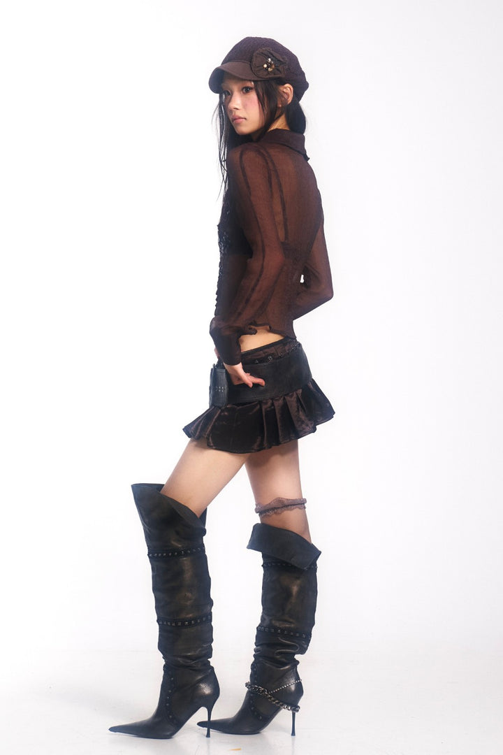 Sheer Embroidered Sequin Blouse