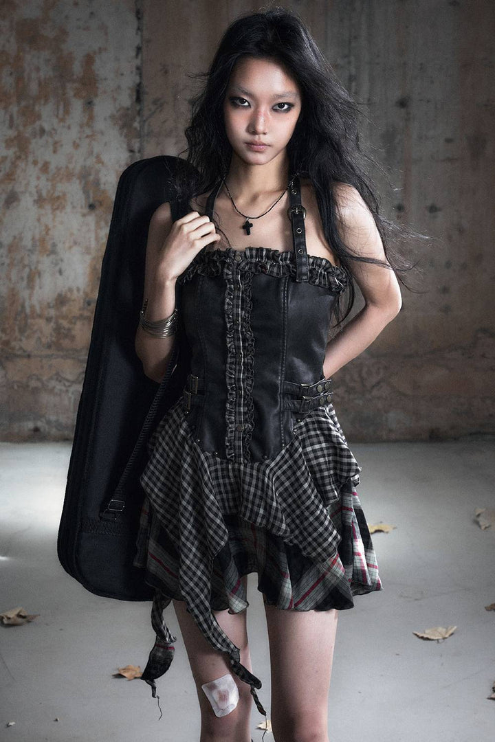 Laced Corset Ruffle Dress