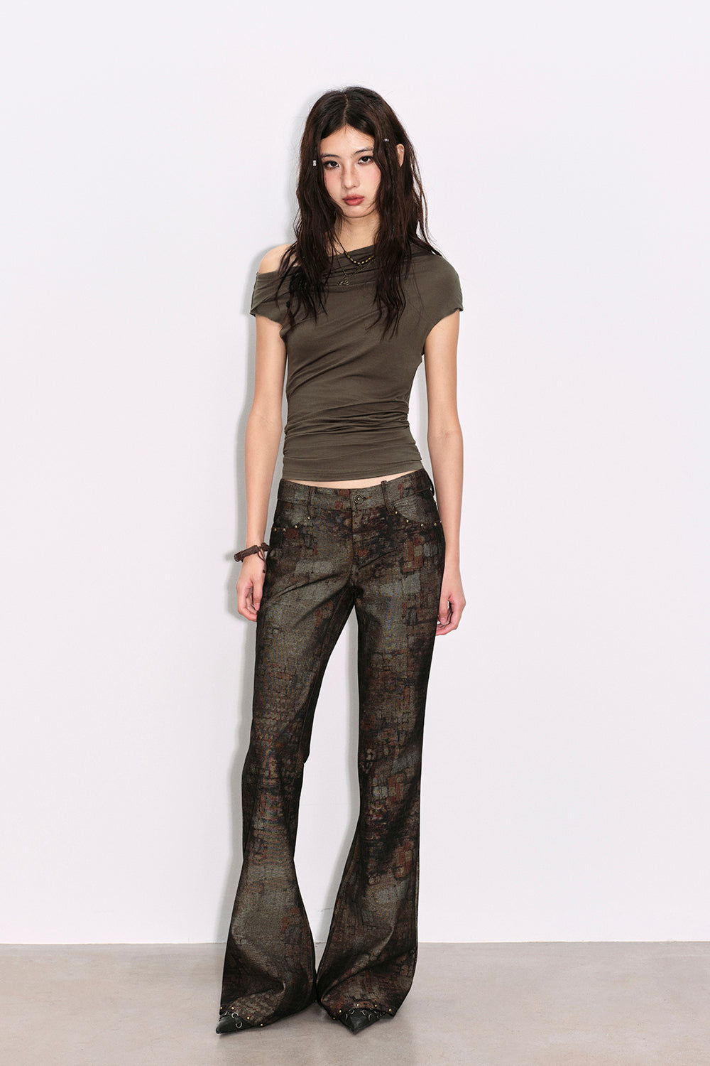 Slim Ruched Olive Shirt