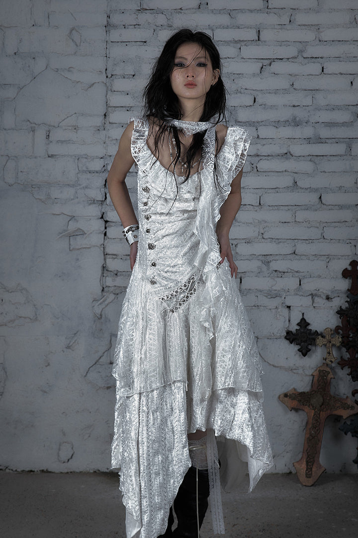 Ruched Lace Layer Dress