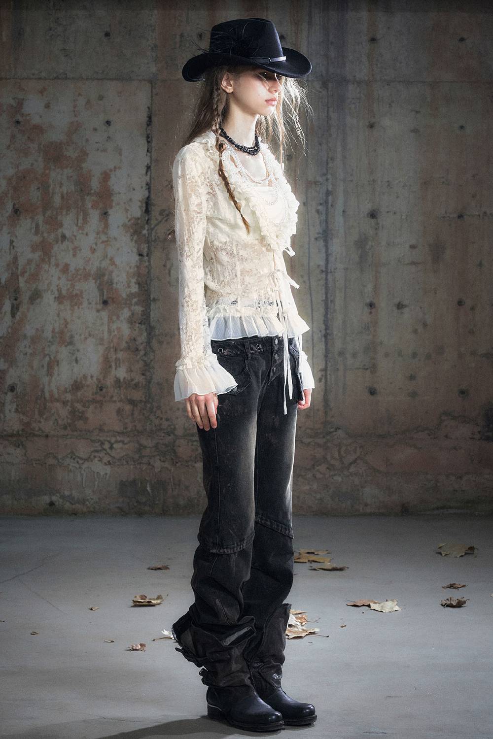 Distressed Straight Panel Pants
