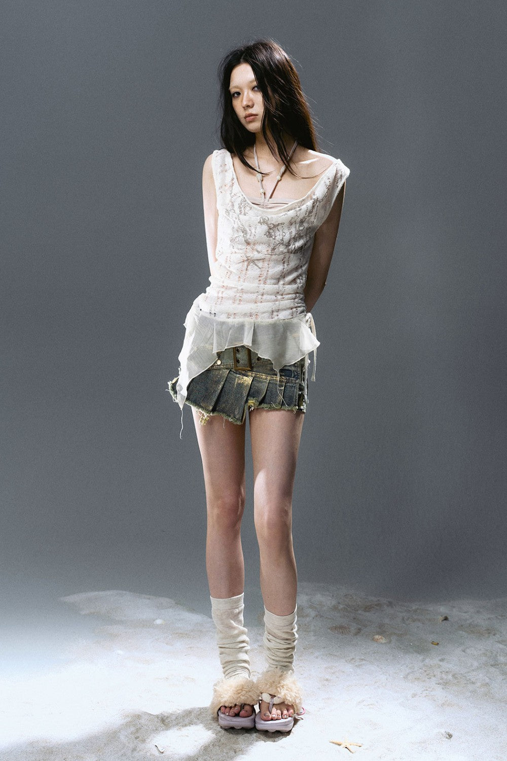 Draped Beaded Halter Top