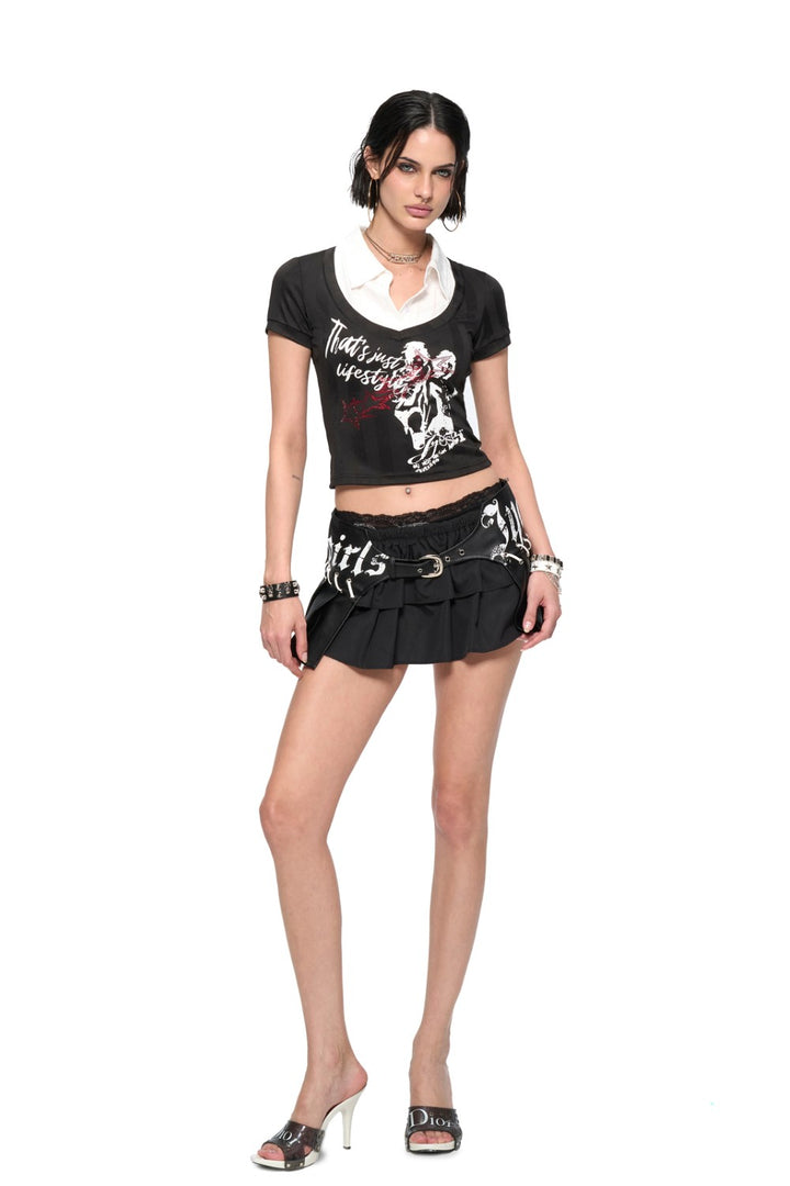 Punk Graphic Collar Top