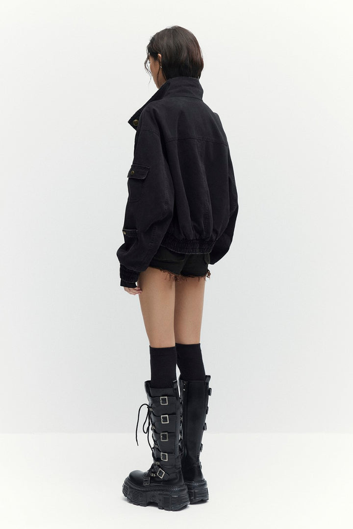 Black Vintage Flight Jacket