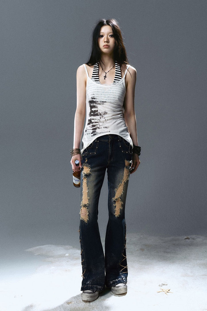 Layered Halter Tie-Back Top