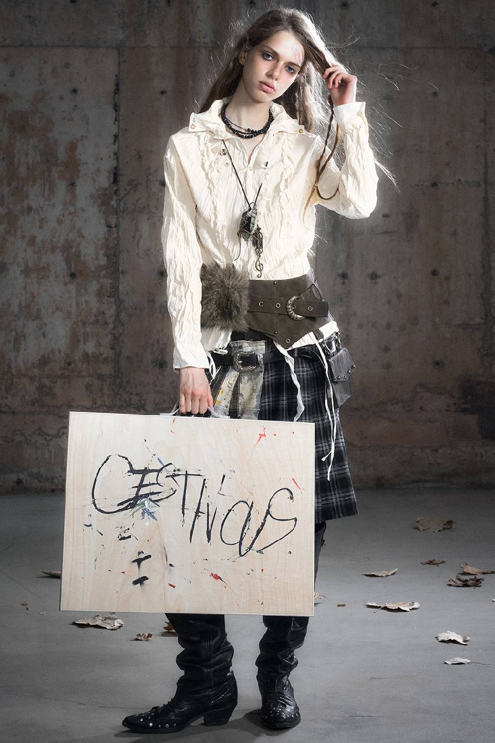 Vintage Check Ruffle Shirt