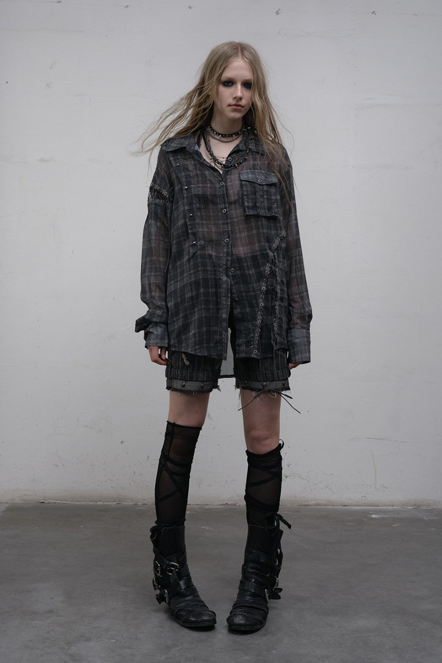 Sheer Plaid Blouse