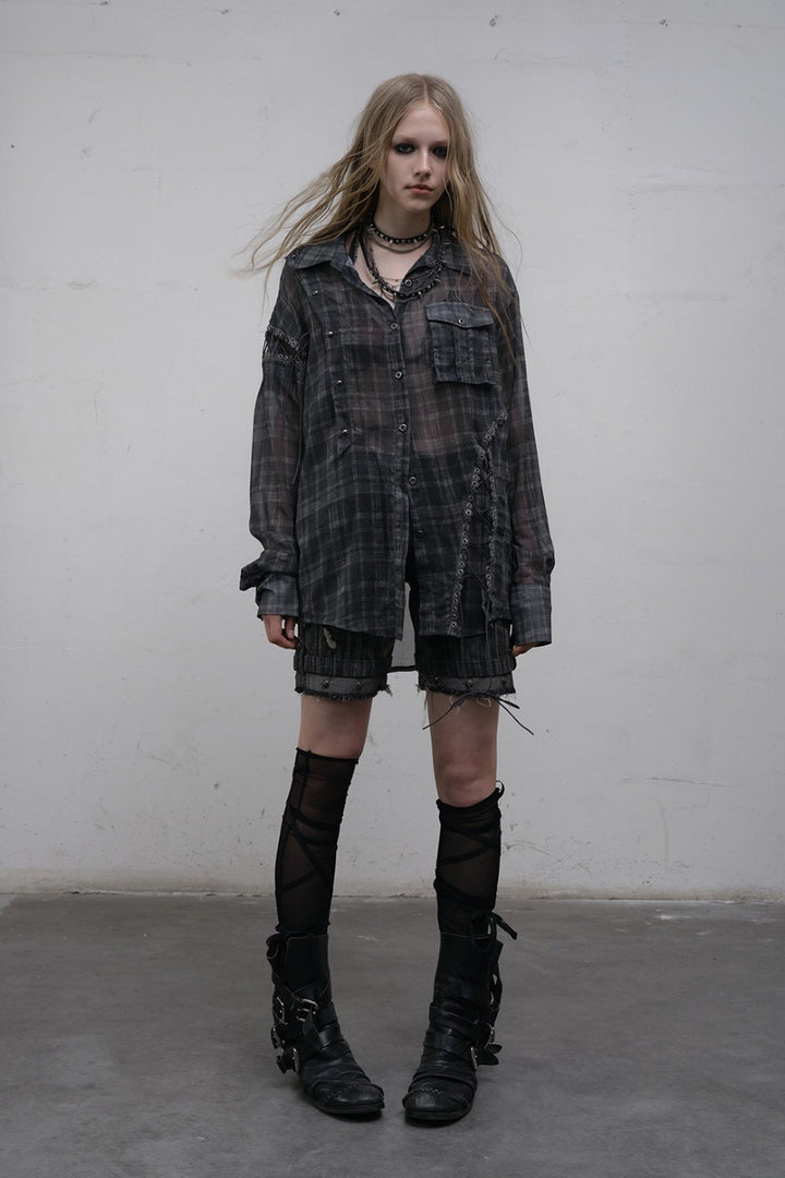 Sheer Plaid Blouse