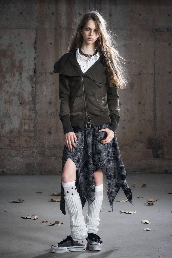 Lapel Collar Zip Jacket