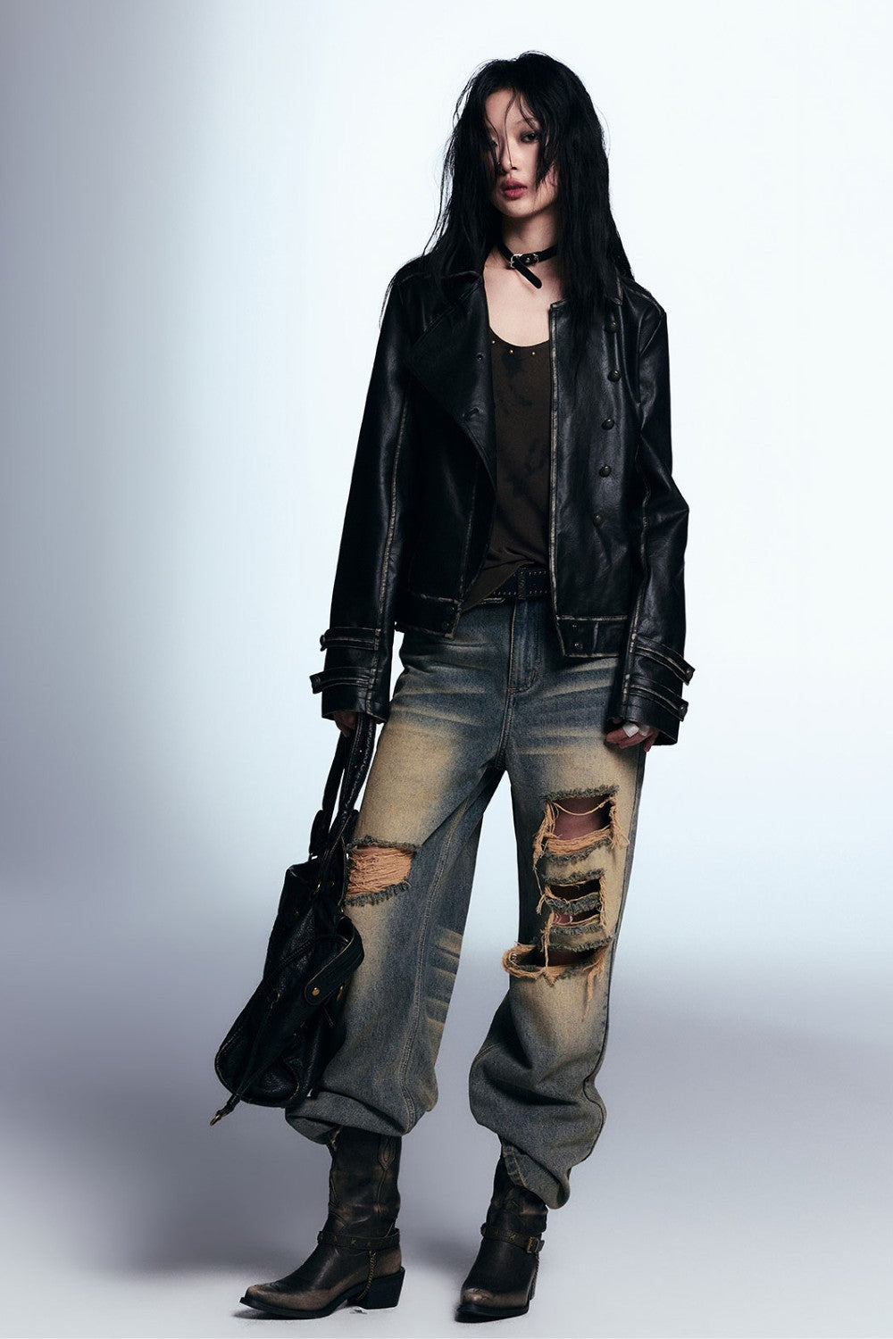 Ripped Wash Denim Jeans