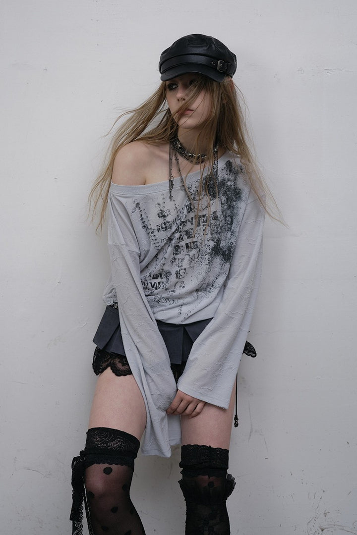 Off-Shoulder Graphic Shirt