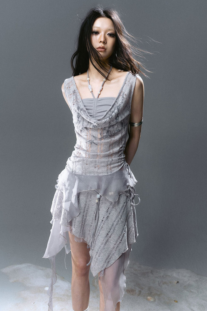 Draped Beaded Halter Top